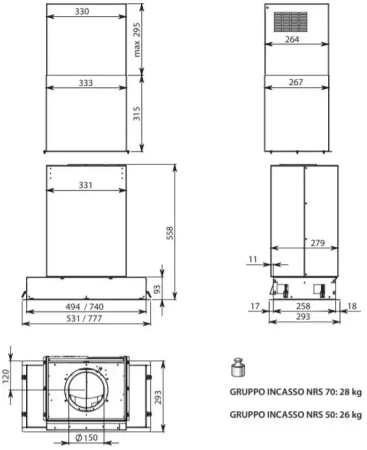 картинка Вытяжка Falmec Gruppo Incasso 70 ix (800) (c системой NRS) ECP от магазина SEFI
