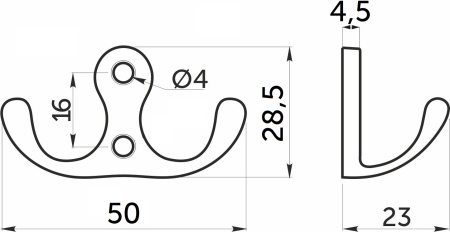 картинка Крючок меб. двухрожковый мет. WP19 хром матовый GRIDLI от магазина SEFI