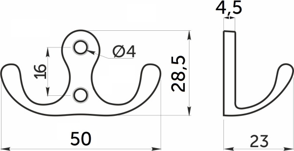 картинка Крючок меб. двухрожковый мет. WP19 сатин GRIDLI от магазина SEFI