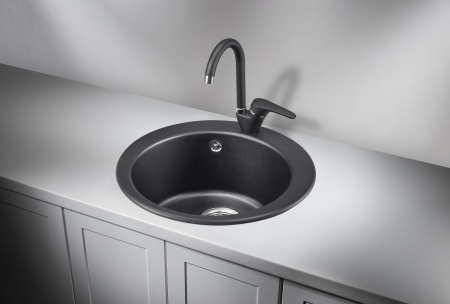 картинка Мойка Granula 4801, шварц (черный металлик), кварц от магазина SEFI