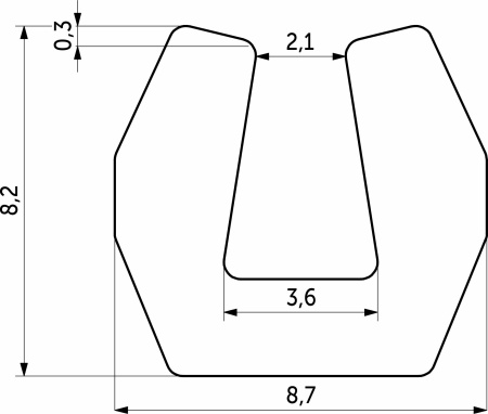 картинка Уплотнитель ПВХ вставной 8,7x8,2 мм SENATOR тип U BY (1рул.=200пог.м.) от магазина SEFI