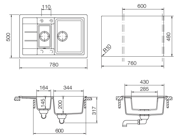 картинка Кухонная мойка SCHOCK ASTER 60D CRISTALITE мокка от магазина SEFI
