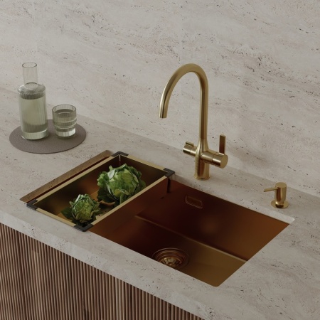 картинка Коландер, нерж. сталь, матовое золото, 426*231, Китчен Лайн (Kitchen Line), IDDIS, KOL23MGi59 от магазина SEFI