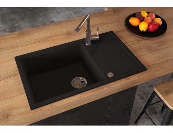 картинка Мойка Alveus INTERMEZZO 130 GRANITAL DEEP BLACK-G90 780X480X200 1X в ком.с сифоном 1117292 от магазина SEFI