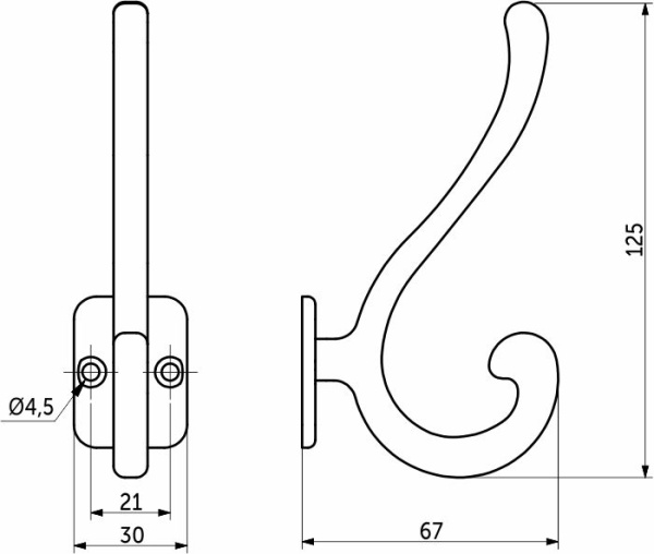 картинка Крючок меб. двухрожковый мет. AКKORD черный матовый AKS от магазина SEFI