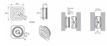 картинка Соединитель для панелей кнопочный внутренний d25 SISO от магазина SEFI