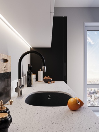 картинка Смеситель для кухни с гибким гусаком и подключением к фильтру, EMAR ЕС-3015, цвет сатин от магазина SEFI