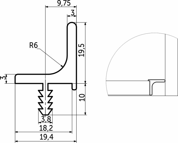 картинка Ручка-профиль алюм. врезная для верхней базы 4м, анода натуральная AKS от магазина SEFI