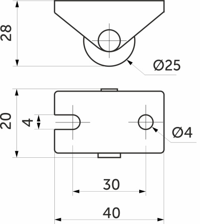 картинка Ролик меб. d25 h28 прямоходящий, черный РФ от магазина SEFI