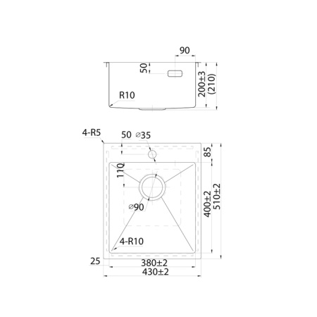 картинка Мойка, нерж. сталь, сатин, 430*510, Haze, IDDIS, HAZ43S0i77 от магазина SEFI