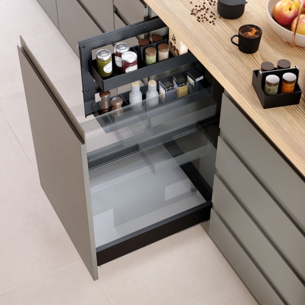 картинка Выдвижная система FLATLINE NOVA, ширина фасада от 200 мм, антрацит от магазина SEFI