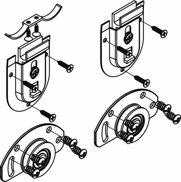 картинка Комплект FAST для 1 раздвижной двери AKS 50 кг (ролики верх и низ, стопор, еврошурупы) от магазина SEFI