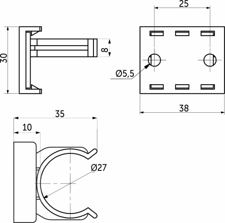 картинка Крепление опоры кухонной пласт. (клипса+подклипсник), черный LEBA от магазина SEFI