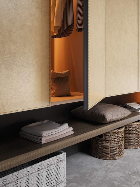 картинка Фасад мебельный 596х1896мм с вставкой из эко-кожи с отстрочкой от магазина SEFI