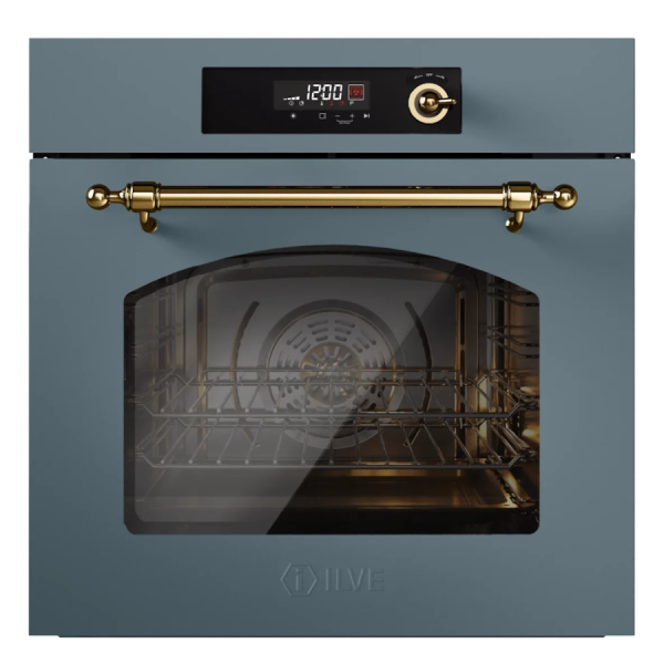 картинка Духовой шкаф ILVE Nostalgie OV601NL3/BGG серо-голубой (фурн. латунь) от магазина SEFI