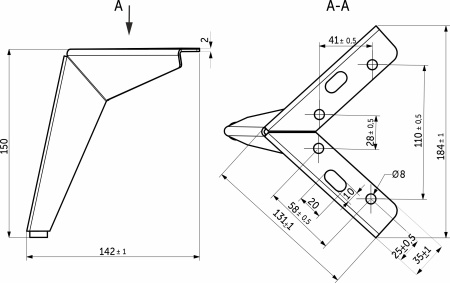 картинка Опора меб. мет. HELLY h150 угловая черный AKS от магазина SEFI