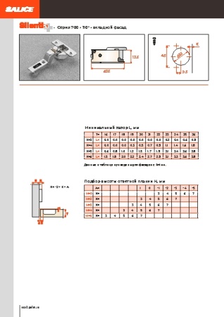 картинка Петля SILENTIA+ 700, 110° от магазина SEFI