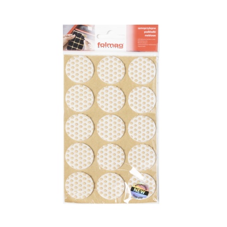картинка Подкладка самоприлипающая фетровая прорезиненная d30мм (1упак.=15шт), белая, Folmag от магазина SEFI