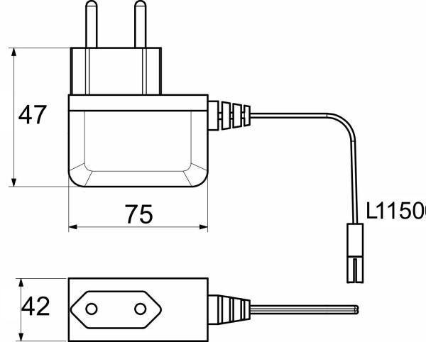 картинка Блок питания Wall 2.4W/12V розеточный с миниконнектором, AKS от магазина SEFI