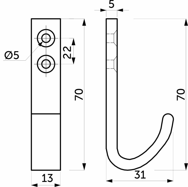 картинка Крючок меб. однорожковый алюм. FLEX алюминий AKS от магазина SEFI
