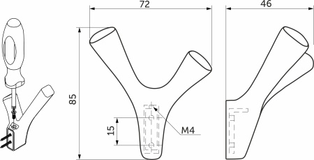картинка Крючок меб. двухрожковый мет. OMEGA черный матовый AKS от магазина SEFI