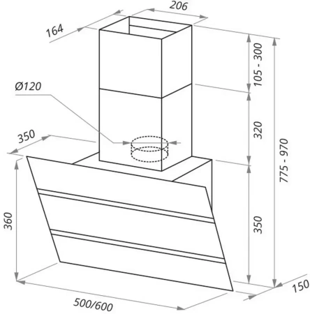 картинка Вытяжка MAUNFELD Bridge 60 черный от магазина SEFI