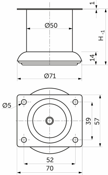картинка Опора меб. мет. TB019 (B140) d50 h100 черный AKS магазин SEFI являющийся официальным дистрибьютором в России  картинка Опора меб. мет. TB019 (B140) d50 h100 черный AKS от магазина SEFI