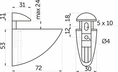 картинка Полкодержатель PELIKAN средний сатин AKS от магазина SEFI