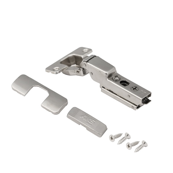 картинка Петля полунакладная с доводчиком 48мм h0 clip-on AKS PLUS 3D узкая (саморезы, заглушки) от магазина SEFI