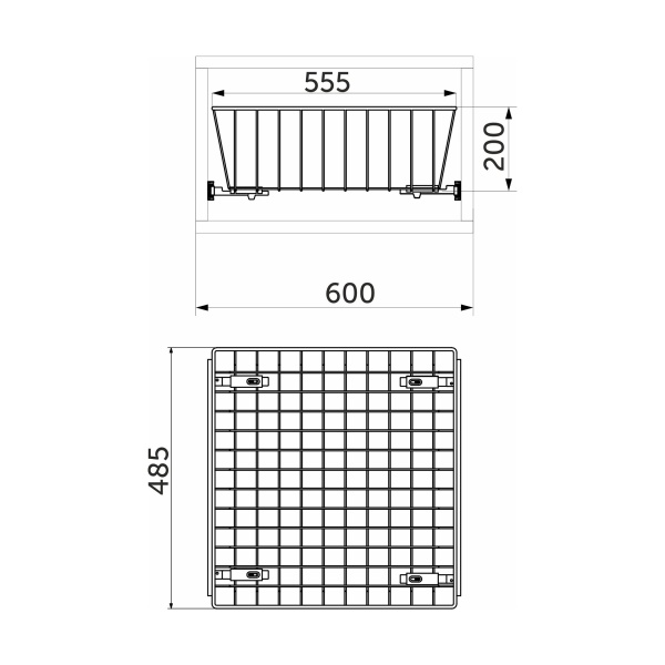 картинка Выдвижная корзина для белья 600 (555*485*200) б/н, графит WIEXPOL от магазина SEFI