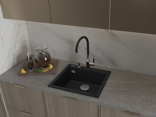 картинка Мойка Rivelato ZENO 5650 1-чаш 560*500 Черн.глубокий 503 от магазина SEFI