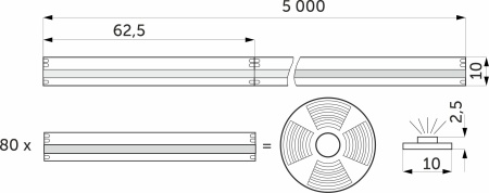 картинка Лента светодиодная COB RGB SPI ("Бегущий огонь") - 13W/m, 24V, 10мм, 576 д/м, IP20, - 5м, AKS от магазина SEFI