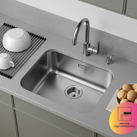 картинка Мойка, нерж. сталь, сатин, 533*433, Mate, IDDIS, MAT53S0i77 от магазина SEFI