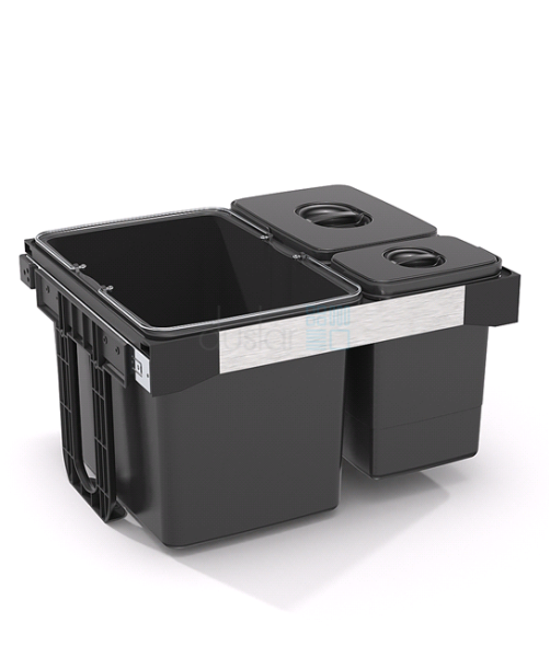 картинка Система сортировки FREE JAZZ на распашной фасад 600 мм, 3 ведра (1х34л, 1х15л, 1х7л), цвет - графит от магазина SEFI