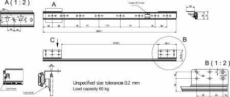 картинка Механизм для раздвижных столов внутренний синхронный со стопором L-650 мм AKS от магазина SEFI