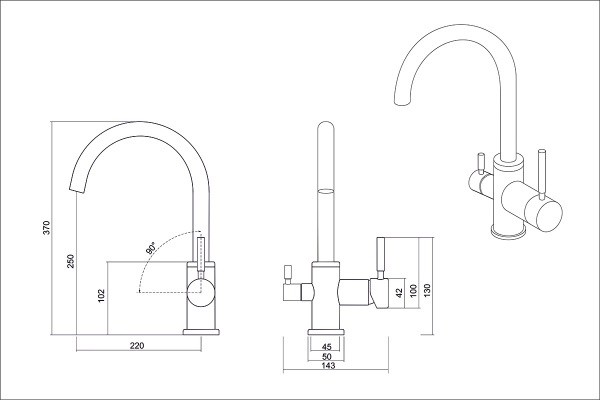 картинка Смеситель для кухни с подключением к фильтру, EMAR ЕС-3007, цвет Берилл от магазина SEFI