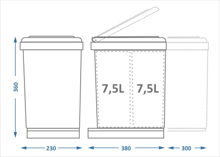 картинка Система сортировки мусора ALBIO 10 2X7,5 L ALVEUS, от магазина SEFI