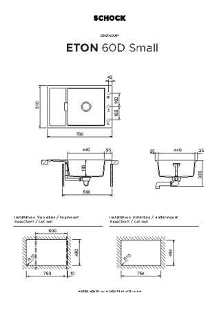 картинка Кухонная мойка SCHOCK ETON 60D Small CRISTADUR магма от магазина SEFI