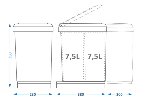 картинка Система сортировки мусора ALBIO 10 2X7,5 L ALVEUS, от магазина SEFI