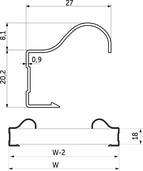 картинка Профиль алюминиевый OMEGA серебро Ручка для фасада 18мм LAGUNA (L-2750) от магазина SEFI