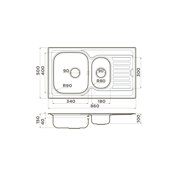 картинка Мойка Omoikiri Kashiogawa 86-2-IN нерж. сталь/нержавеющая сталь от магазина SEFI