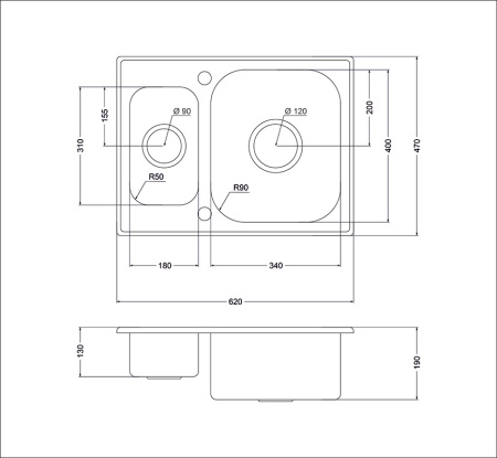 картинка Мойка Oulin 304, поверхность сатин от магазина SEFI