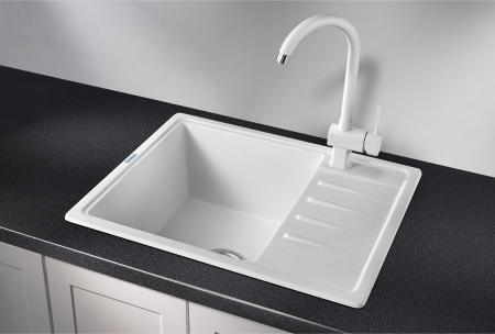 картинка Мойка Granula 5803, белый, СтандАРТ кварц от магазина SEFI