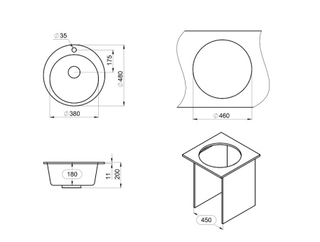 картинка Мойка Granula 4801, черный, кварц от магазина SEFI