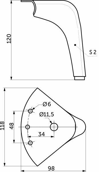 картинка Опора меб. мет. OLYMPIA h120 угловая черный хром AKS от магазина SEFI