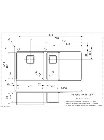 картинка Мойка Reginox Nevada L 40x18 Left brushed от магазина SEFI