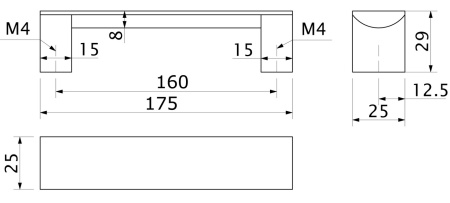 картинка Ручка меб. скоба алюм. WPY 337B 160 матовый черный AKS от магазина SEFI