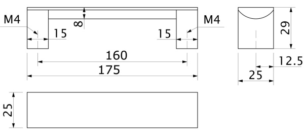 картинка Ручка меб. скоба алюм. WPY 337B 160 матовый черный AKS от магазина SEFI