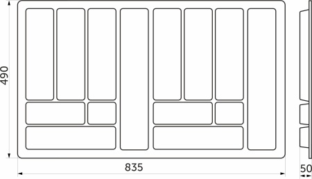 картинка Вкладыш для столовых приборов 900 COMFORT (835*490), белый РП магазин SEFI являющийся официальным дистрибьютором в России  картинка Вкладыш для столовых приборов 900 COMFORT (835*490), белый РП от магазина SEFI
