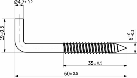 картинка Крюк прямой с резьбой по дереву 6*60*35*18 (уп/100шт), РП от магазина SEFI